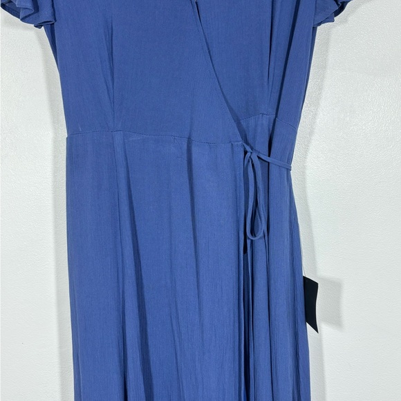 NWT Lulus Heart Of Marigold Wrap Maxi Dress Fluttering Sleeves Blue Sz L - Picture 5 of 16